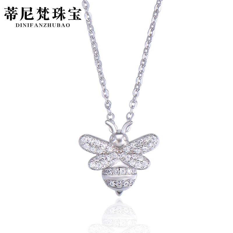 Corea Del Sur Dongdaemun joyería pequeña abeja s925 Collar de plata ins Super caliente Red rojo mismo estilo joyería de la muchacha