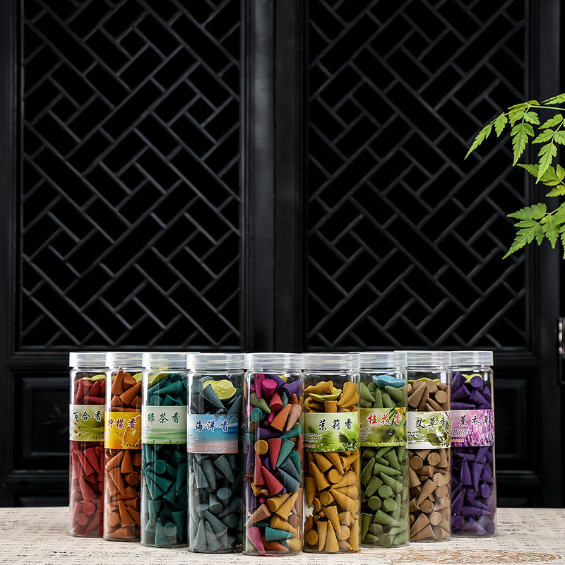 加長塑料瓶裝七彩錐香倒流香塔香檀香沈香室內香熏佛香廠家直銷