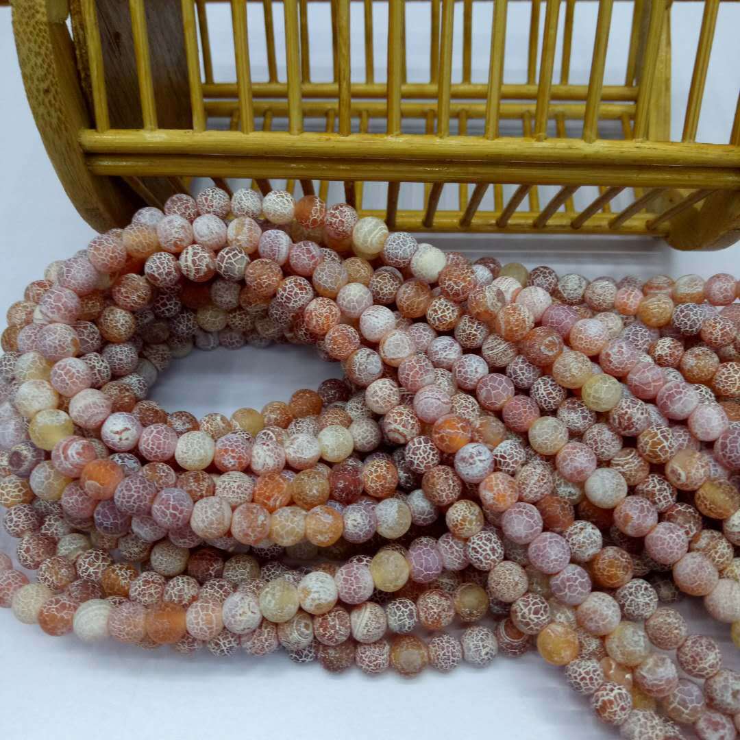 Wholesale of semi-finished products of Buddhist seven-treasure natural weathered agate beads, red frosted agate beads, DIY bracelets with beads detail image 7