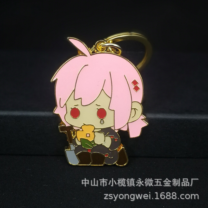 金属卡通钥匙扣定制 二次元挂件滴胶定做 动漫人物Q版简化钥匙扣|ru