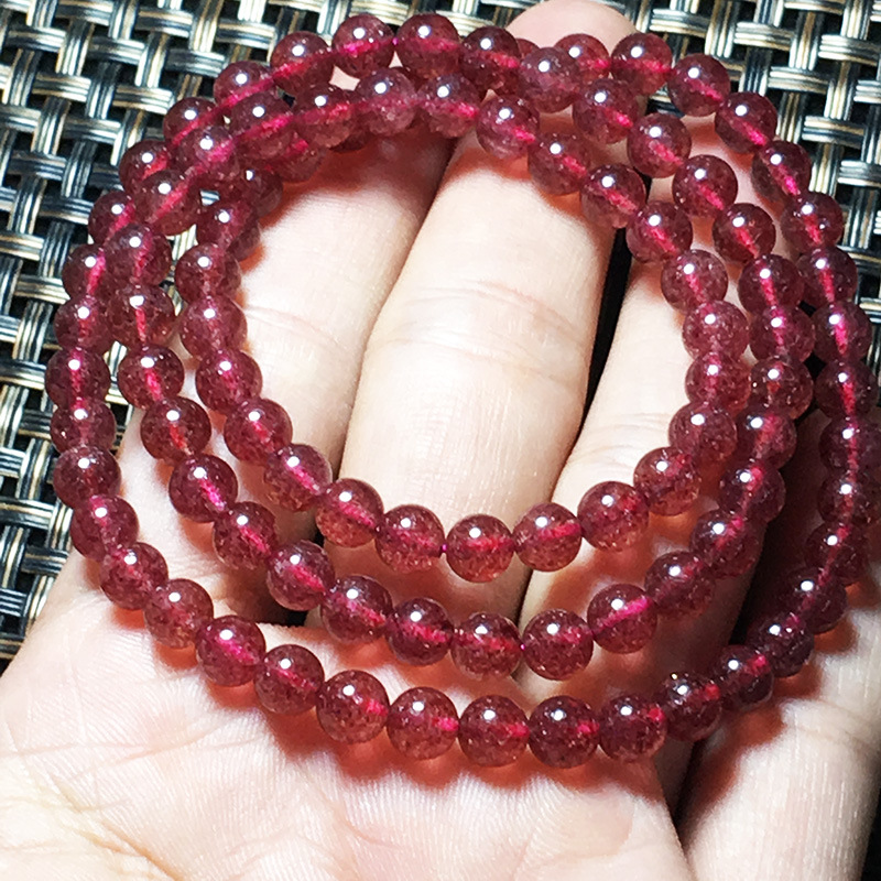 草莓晶鸽子红三圈手链7A