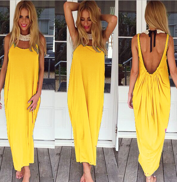 Backless Maxi Dress Loose Fit Sleeveless Available in 5 Colors Perfect for Summer Parties Wholesale Options