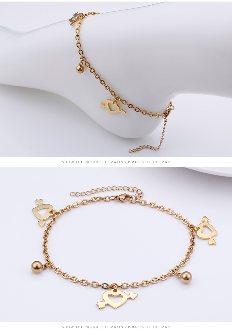 stainless steel korean style heart-shaped anklet wholesale jewelry Nihaojewelry