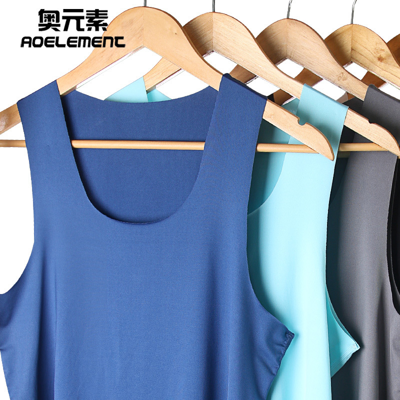 2020夏季新款冰丝无痕男士背心圆领修身运动宽肩内衣商务打底衫|ru