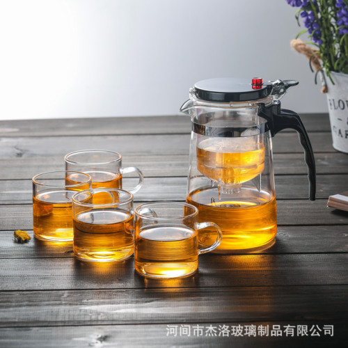 Manufacturer wholesale Elegant Cup Teapot Thickened Removable and Washable Liner Tea Maker High Temperature Resistant Glass Teapot Set