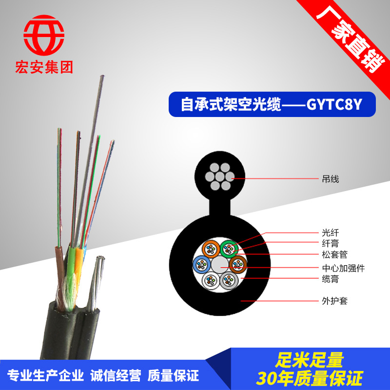 GYTC8Y 8B1 非金属松套管油膏填充防水自承式架空光缆