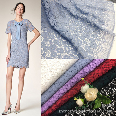 新款股線小花朵立體镂空蕾絲布料服裝面料連衣裙蕾絲料