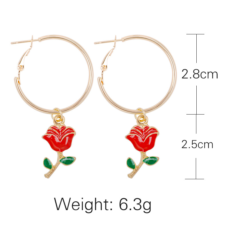 Rose Flower Hoop Earrings display picture 2