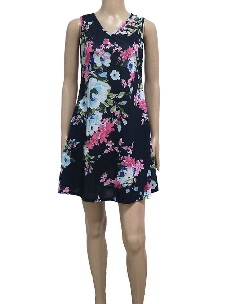 Sleeveless Floral Print Mini Dress Trendy Summer Style Versatile for Casual Outings Wholesale Available