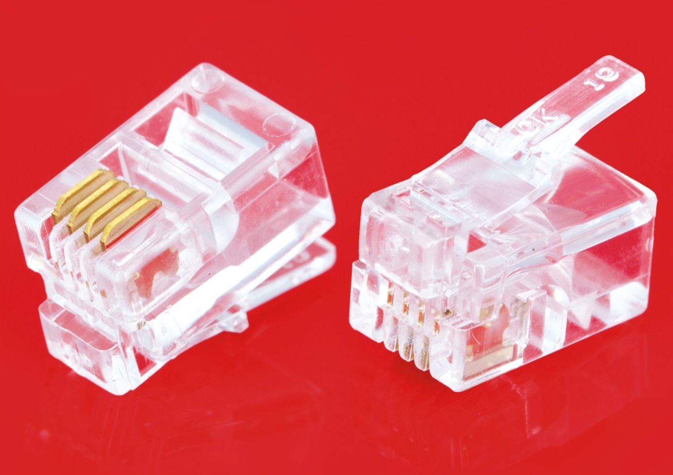 供应电话线水晶头电话线专用各种镀金电话水晶头高品质接头网线