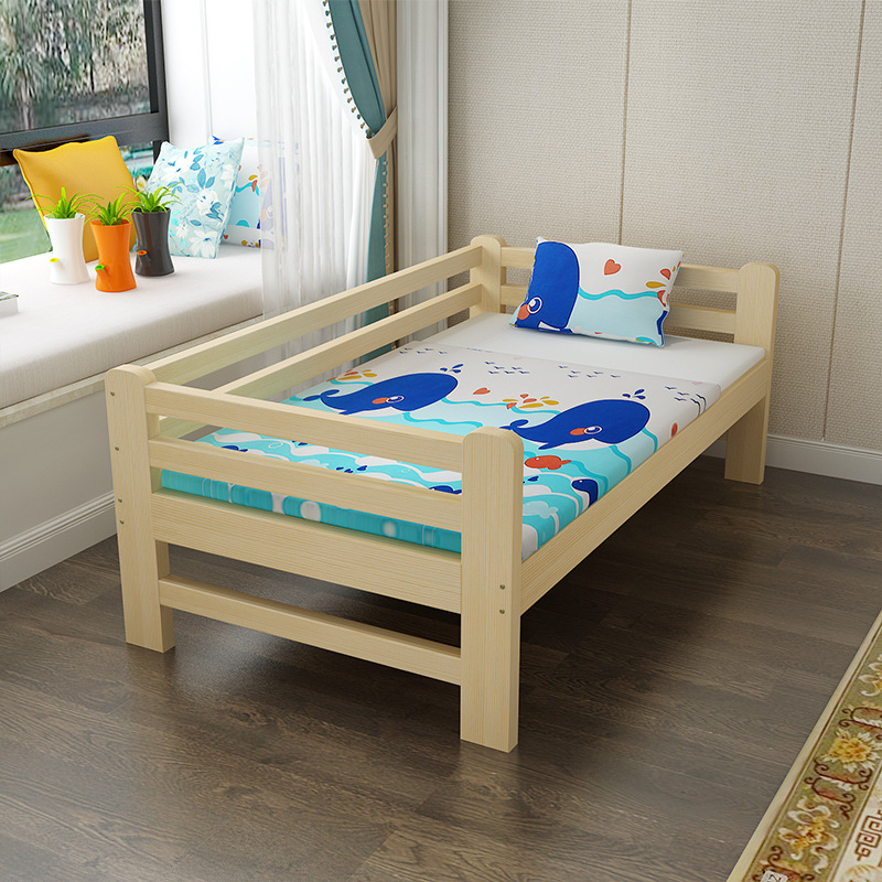 Give the bed stitching bed Pine wood children's bed belt guardrail Single bed solid wood bed female treasure boys plus bed to fight the bed Yanbian