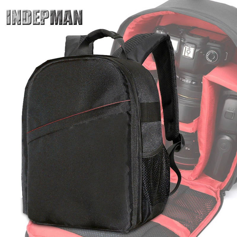 Camera, equipment bag, backpack, worn on the shoulder