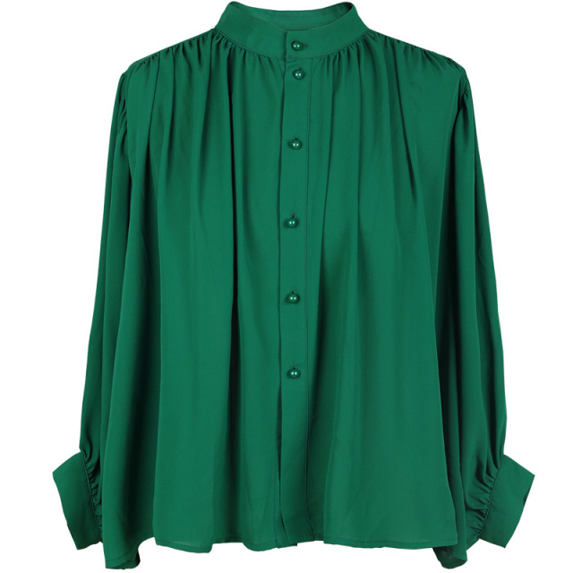 New long-sleeved pleated elastic Chiffon jacket