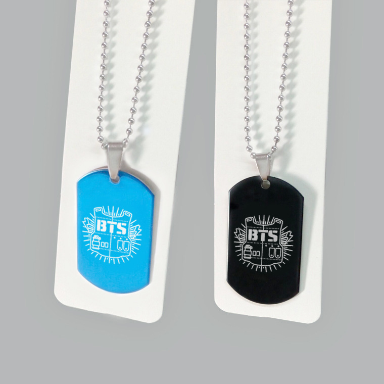 Factory direct BT peripheral bulletproof youth group LOGO LOGO titanium steel shield necklace stainless steel pendant necklace