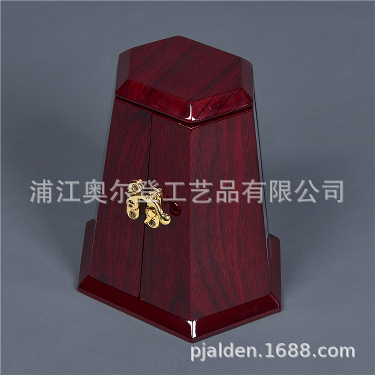 Export double-door wooden gift box, hexagonal packaging, high-end Middle Eastern essential oil bottle wooden box, crystal perfume gift set detail image 1