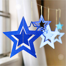 聖誕節春節裝飾品 鏤空五角星酒吧商場吊頂裝飾品掛件星星新年吊