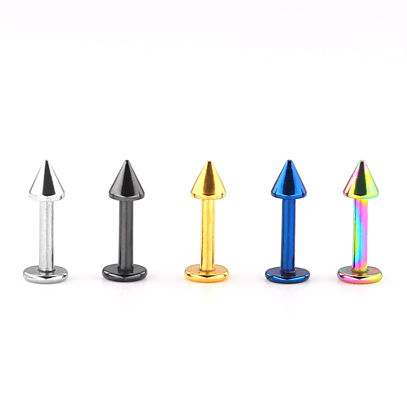 wholesale Europe and America Titanium Stainless steel labret cone Exaggeration personality human body puncture Jewelry goods in stock Manufactor Direct selling