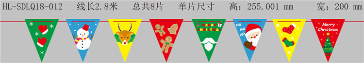 Decoraciones de Navidad Bandera de triángulo Feliz Navidad bandera colorida Bandera de doble cara Ventana de Navidad diseño familiar bandera colgante