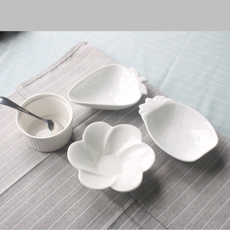 创意纯白库存陶瓷小盘碟凉菜甜点水果草莓菠萝碟舒芙蕾蒸蛋碗家用