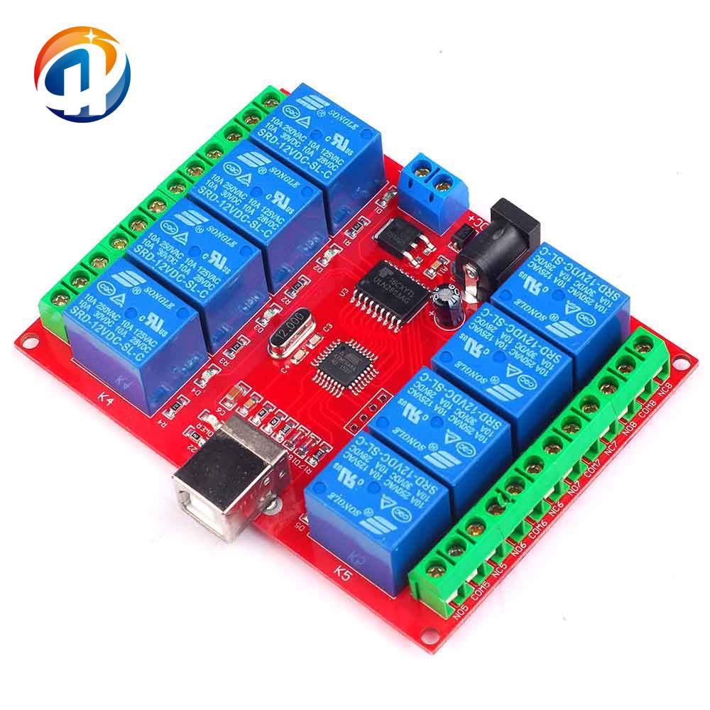 8-Channel 12V Computer USB Control Switch Relay Module PC Smart Controller Red Board