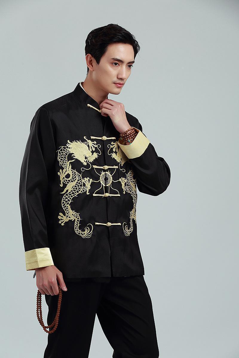 Embroidery Shuanglong Tang costume man Long sleeve coat 2283-1 spring and autumn men's wear leisure time