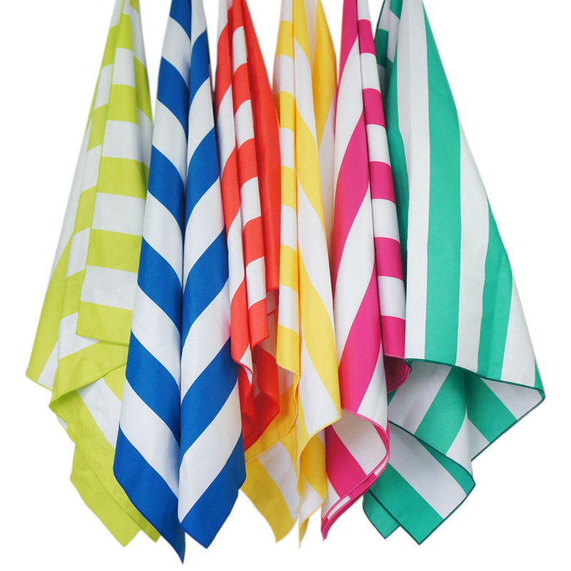 亚马逊热卖印花条纹沙滩巾 海滩超细纤维沙滩巾速干浴巾一件代发