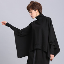 2021春秋新款個性女裝歐美街頭蝙蝠衫不規則長袖套頭寬松外套衛衣