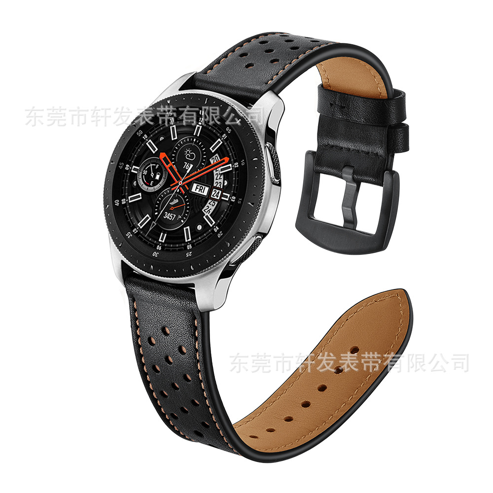 适用三星galaxy watch3/5智能手表表带运动手表头层真牛皮洞洞款详情13