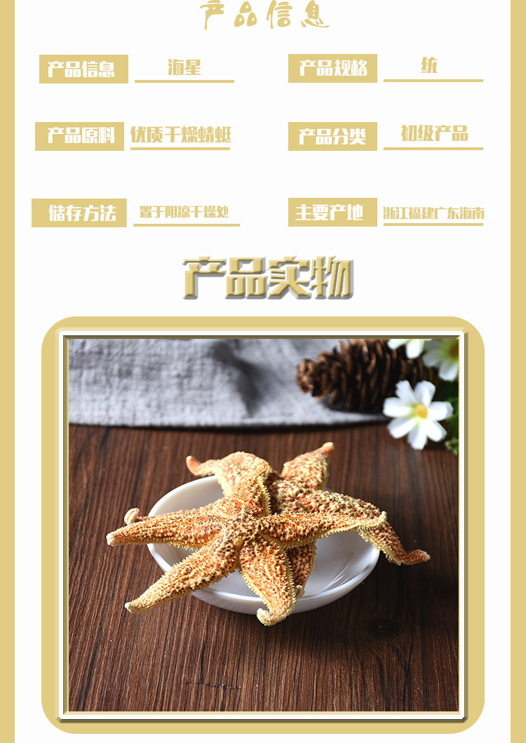 Dried Starfish (Asterias amurensis) — Whole Sea Star for Herbal Wine Infusion & Display key features