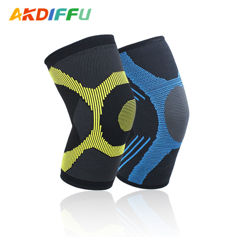 Fábrica al por mayor de cuatro lados elástico deportes rodillera de punto de nylon pierna pad presión rodillera baloncesto rodillera artículos deportivos