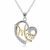 Accessory, two-color necklace heart shaped for mother's day, Amazon, wish, European style, Birthday gift