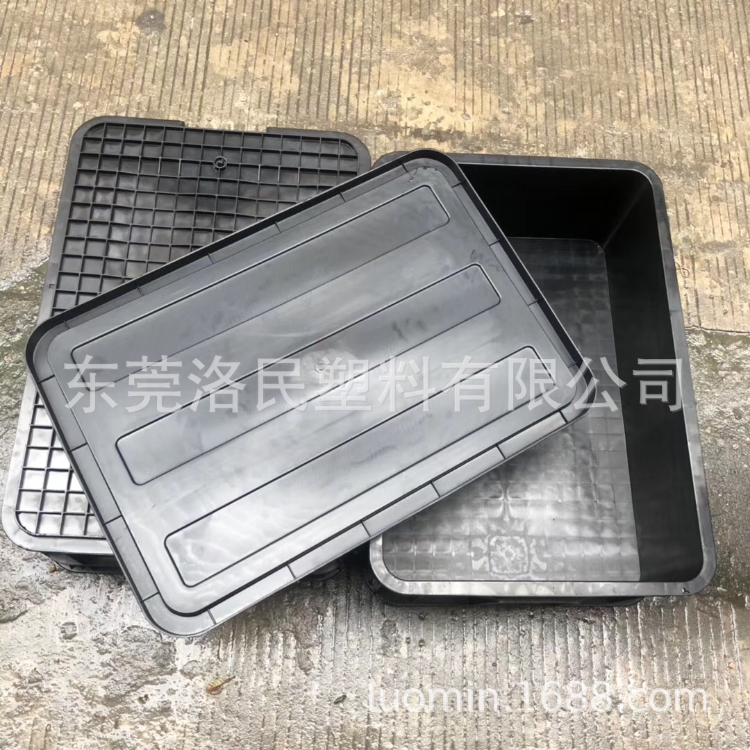 广州防静电周转箱 深圳可烫金丝印LOGO黑色静电塑胶箱610*420*200