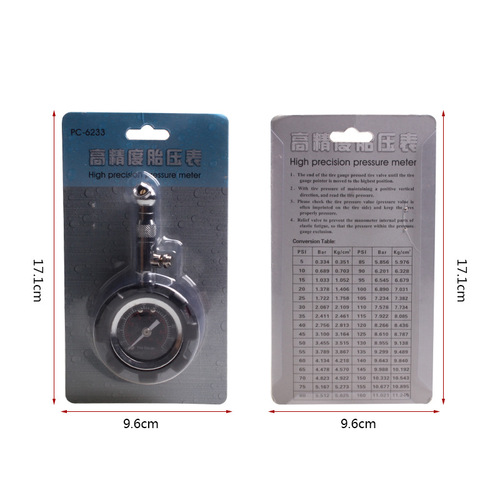 High-precision tire pressure gauge for vehicles, mechanical tire pressure gauge, tire pressure gauge with reset function PC-6233