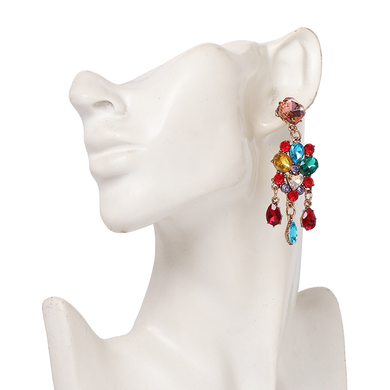 new geometric water drop tassel earrings alloy diamond jewelry wholesalepicture7
