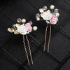 Ceramics, children's Chinese hairpin, Hanfu handmade, hairgrip from pearl, hair accessory for bride, accessories, roses