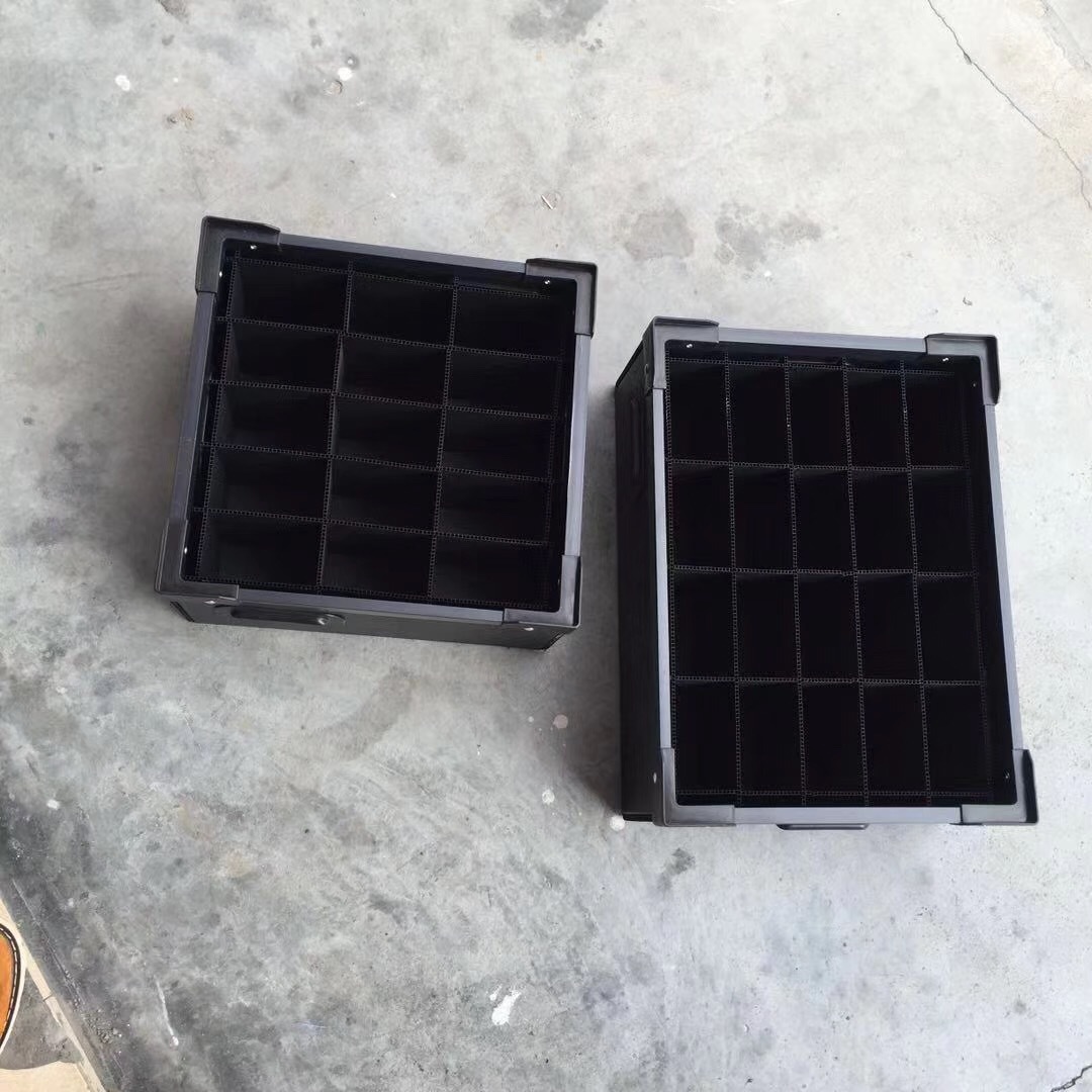 厦门5mm双层防静电中空板周转箱 上海黑色骨架箱带盖物料塑料纸箱