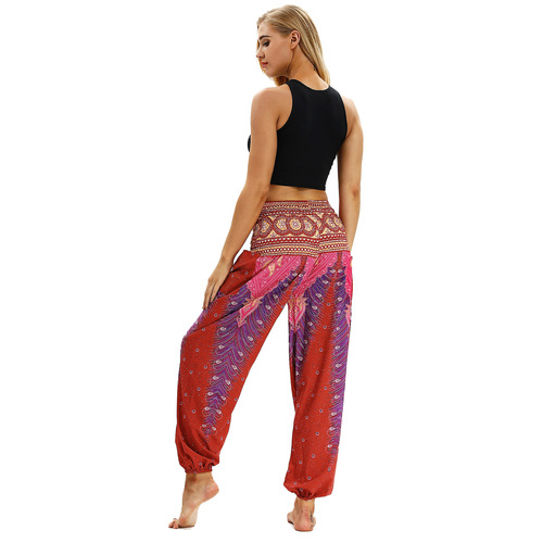 Yoga pants for women Loose women printed lantern pants Street ethnic style waist pants wholesale