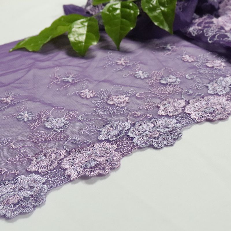 新品时尚网布刺绣工艺内衣面辅料刺绣条码花边 棉布 网布刺绣花边