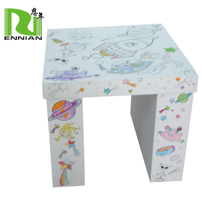 工厂直销定制纸质家具纸桌子凳子创意绘画玩具纸家具 DIY手绘