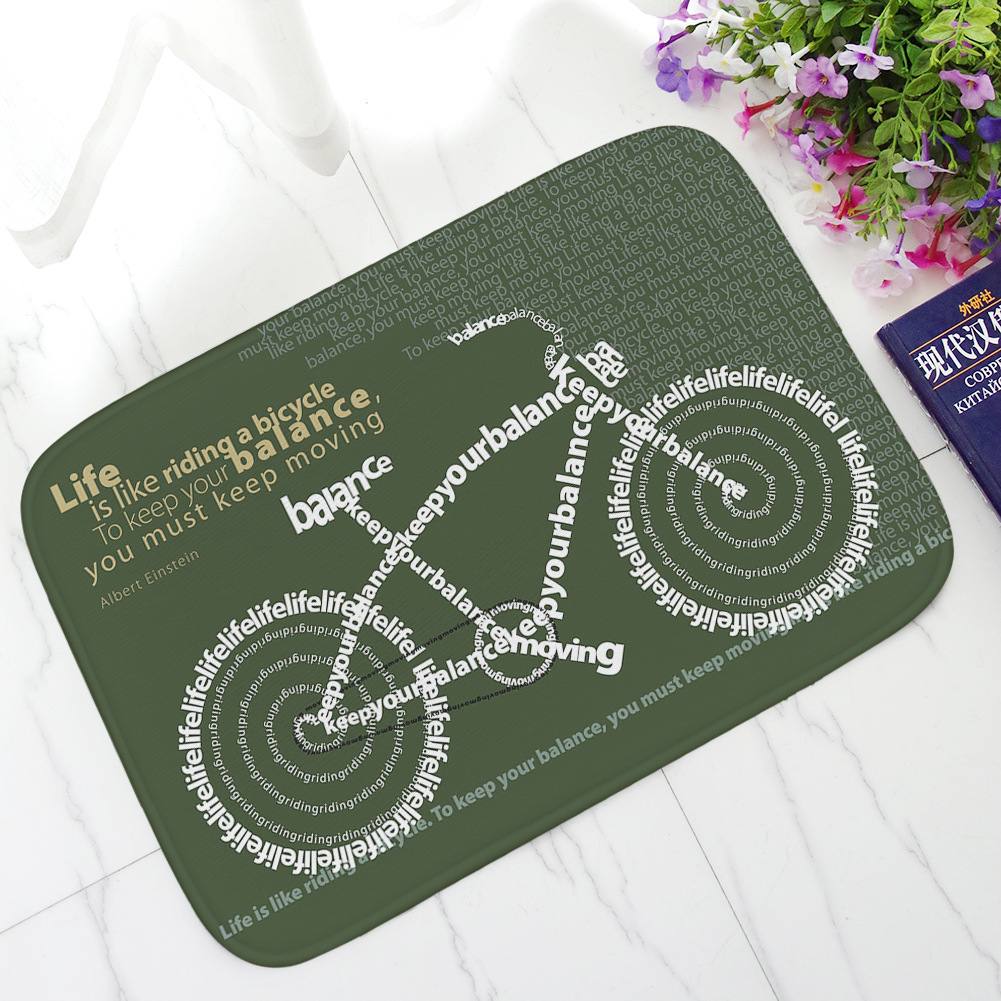 Air Bag Retro Nostalgic Bicycle Printed Carpet Floor Mat Flannel Distinctive Creative Door Mat Absorbent Non-slip