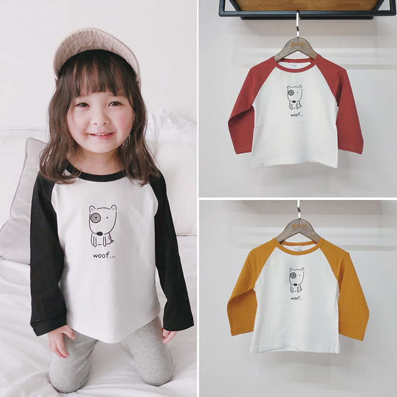 Korean Edition leisure time men and women Puppy Cartoon 2019 The Lunar New Year Autumn Raglan sleeve Versatile leisure time Socket Base coat