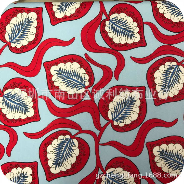 欧美连衣裙印花布 心型花布 夏衬衫上衣印花面料 棉麻童装印花布