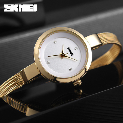 Time beauty simple and thin Korean style business casual fashion women's watch steel belt chain rose gold trendy Internet celebrity quartz watch