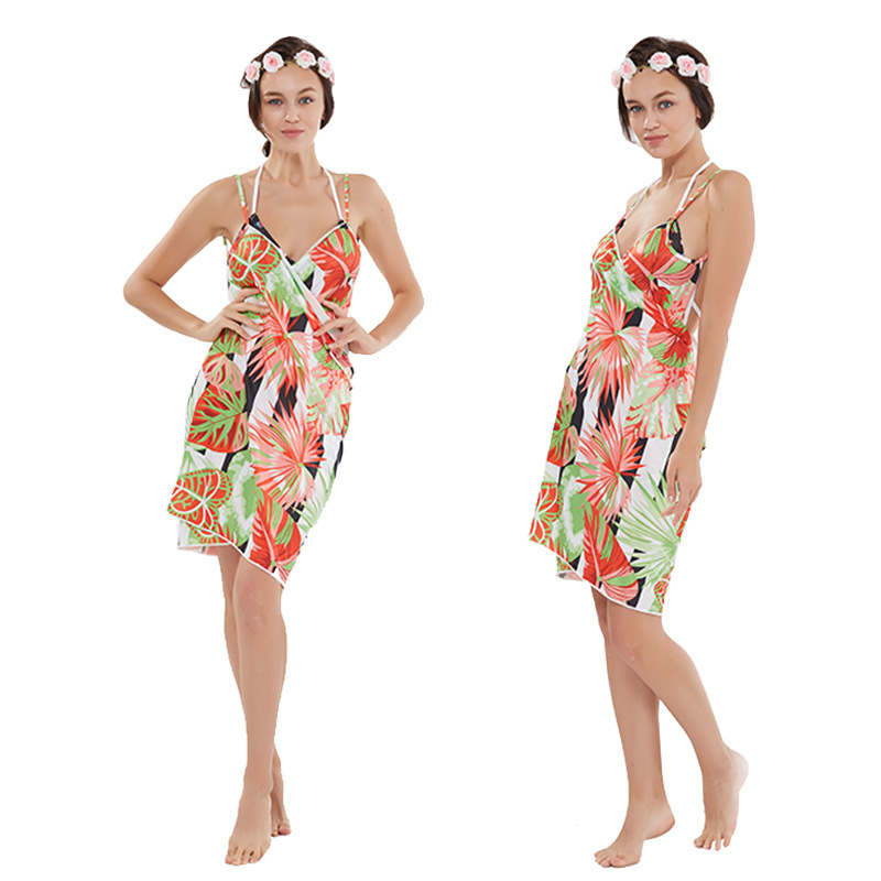Bohemian Summer Beach Cover Up Floral Print Multi Functional Lightweight Fabric Perfect for Swimwear and Sun