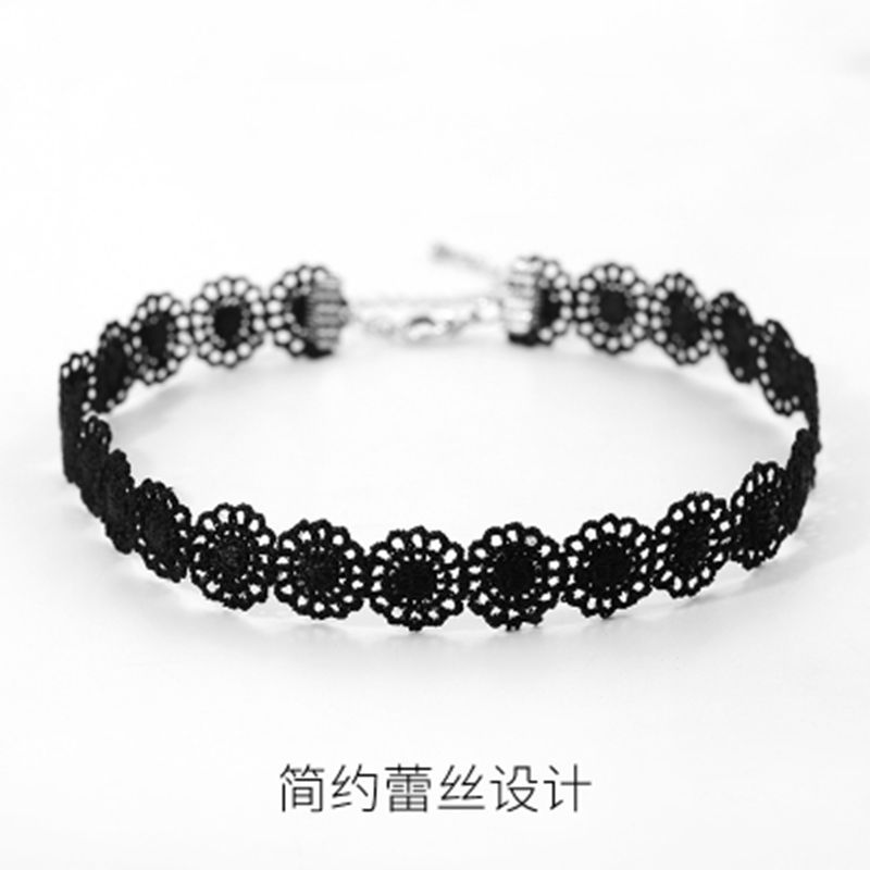 韩版时尚手工原创颈链choker创意女士简约时尚镂空蕾丝花朵项链|ms