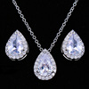 Fashionable classic zirconium, pendant, necklace and earrings, set for bride, jewelry, European style