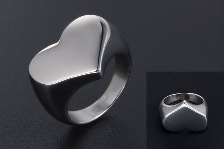 14g Weight Rings Classification 7, 8, 9 Ring Size 1 Piece Quantity Holiday, Daily Occasion Titanium Steel Material Customization Laser Engraving, Heart Shape Pattern All Seasons Season Unisex Gender Polishing Design Simple Style Style Simple Style Heart Shape Titanium Steel Polishing Rings 无