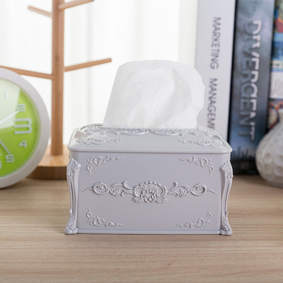 厂家直供塑料加厚纸巾盒 家用欧式雕花纸巾筒 创意方形纸巾盒定制