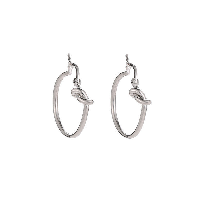 Exclusif Pour Croix-frontière Boucles D'oreilles Polyvalent, Simple Et Personnalisé Noués Boucles Boucles D'oreilles Pour Les Femmes Simple Géométrique Cercle Oreille Goujons Hoop Boucles D'oreilles display picture 3