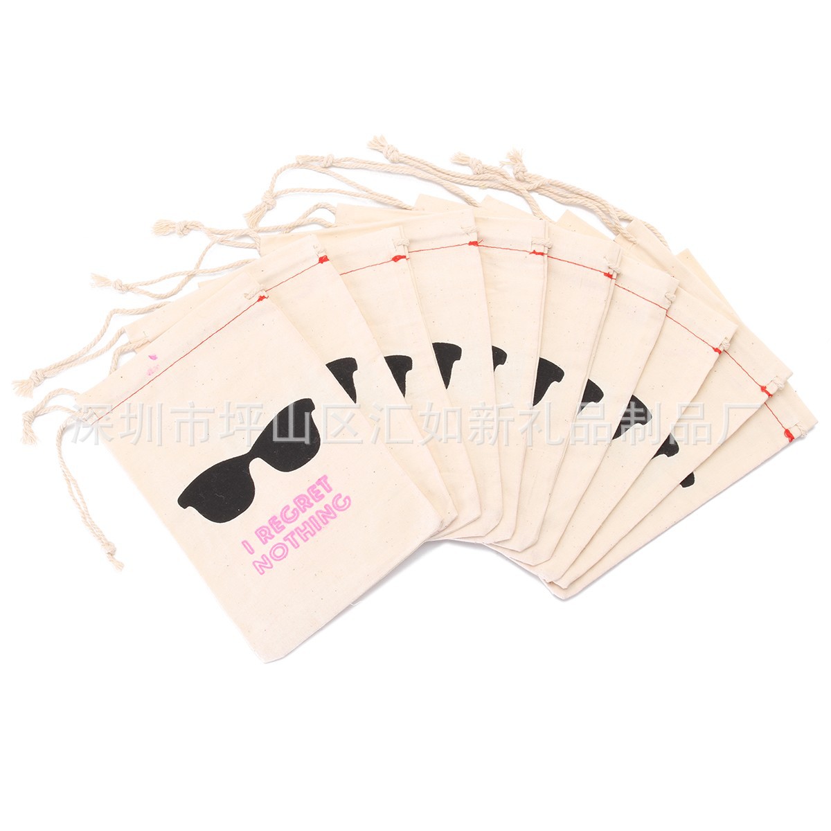 现货束口礼品包装袋/药丸包装麻袋/眼镜图案首饰细棉布袋